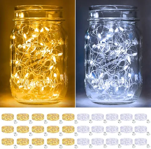 Vista 13 de btfarm - Paquete de 6 luces de hadas con pilas, luces parpadeantes con 3 modos