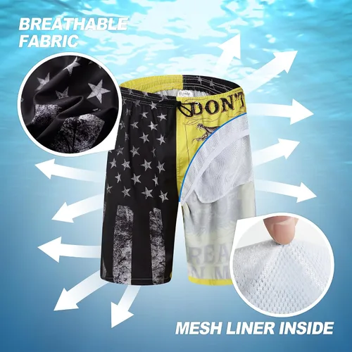 Vista 4 de Traje de baño para hombre de secado rápido con forro de malla, pantalones cortos de playa de ajuste transpirable