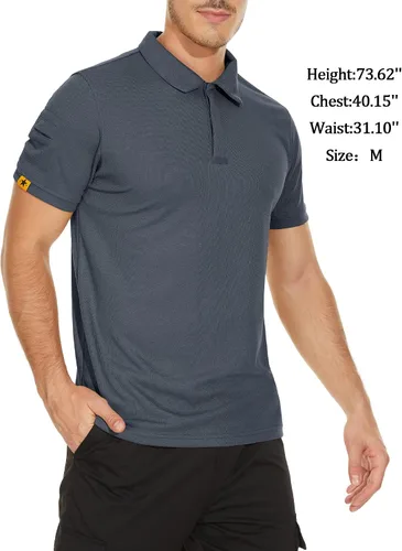 Vista 2 de V VALANCH Polo de manga corta para hombre que absorbe la humedad polo de golf atlético con cuello