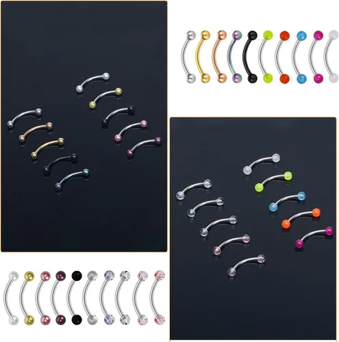 Vista 7 de CrazyPiercing 20 anillos para cejas de acero quirúrgico de 056oz con forma de piercing de 0394in de longitud