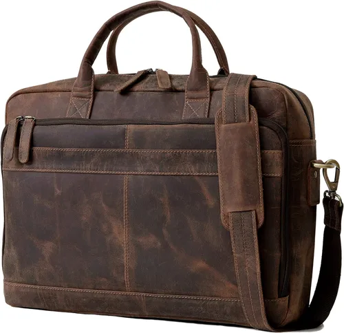 Vista 9 de Maletín de piel de 18 pulgadas para ordenador portátil, bolsas de mensajero para hombres y mujeres, la mejor bolsa de oficina, escuela, universidad