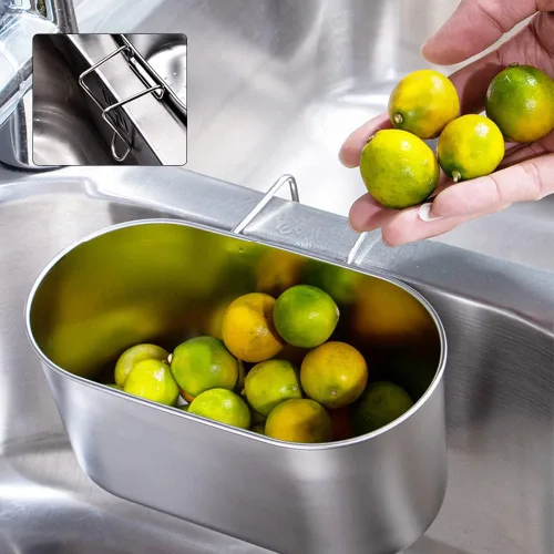 Vista 3 de Cesta coladora de drenaje de fregadero de acero inoxidable, colador multifunción para fregadero, colador de alimentos de cocina para filtro