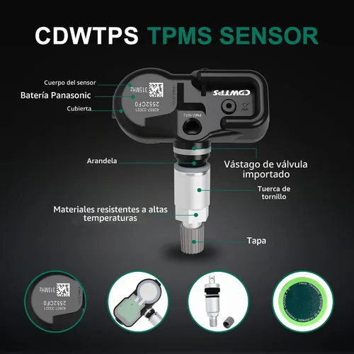 Vista 4 de Sensor de presión de neumáticos CDWTPS, 42607-33021 sensor TPMS, PMV-107J 315 Mhz, sistema de monitoreo de presión de neumáticos compatible