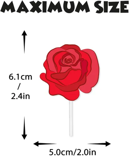Vista 3 de 18 piezas de decoración de postre de rosas rojas para decoración de postre para el día de San Valentín, boda, aniversario, despedida de soltera