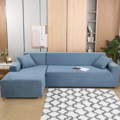 Vista 8 de Fundas de sofá modulares en forma de L, 2 fundas de terciopelo grueso antideslizantes para sillón de 3 + 3 plazas, protector de muebles para sala