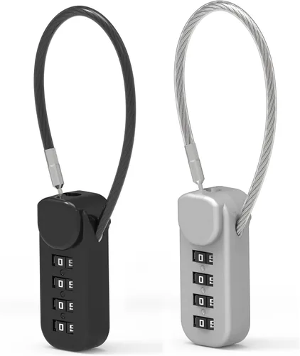 Vista 8 de Cerradura de combinación de 4 dígitos, cerradura de cable combinada con código, combinación de candado pequeño para equipaje, maleta, casillero