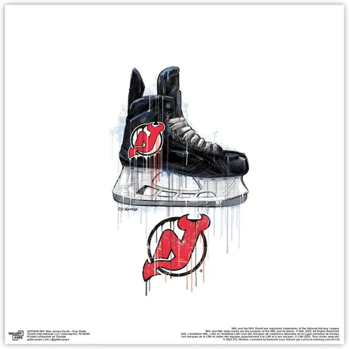 Vista 9 de Trends International Gallery Pops NHL New Jersey Devils - Arte de pared de patín de goteo, versión enmarcada negra, 12 x 12 pulgadas