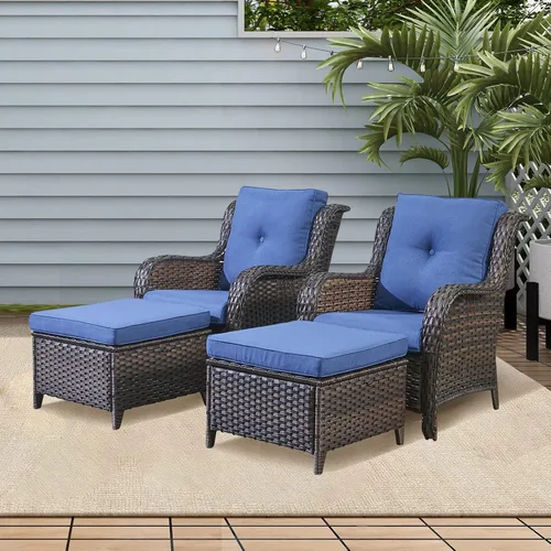 Vista 4 de Rilyson Sofá de mimbre para patio al aire libre, capacidad de peso de 900 libras, sofá grande de mimbre de 3 plazas con cojines de asiento de 4