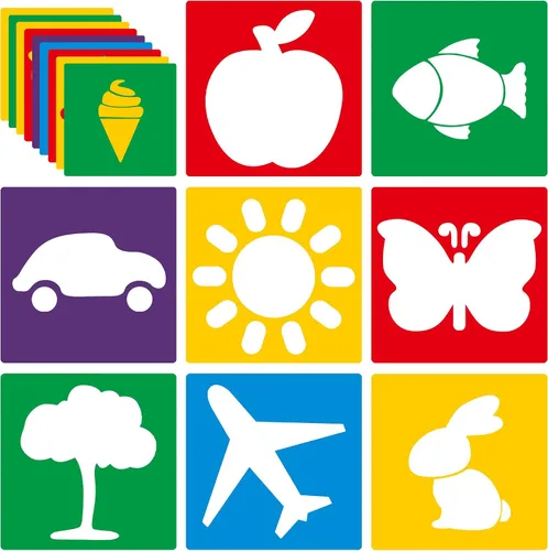 Vista 13 de Plantillas de 24 piezas, plantillas de dibujo grandes, plantilla de tiza, 8 pulgadas, juego de plantillas de forma lavable para manualidades, dibujo