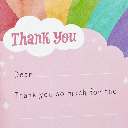 Vista 4 de Hallmark Tarjetas de agradecimiento en blanco para niños, arcoíris (20 tarjetas con sobres)