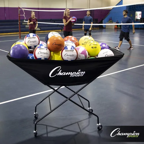 Vista 7 de Champion Sports Volleyball Cart & Equipment Storage, Durable Aluminum Frame for High Volume Practices & Training Sessions, 24 to 40 Ball Storage