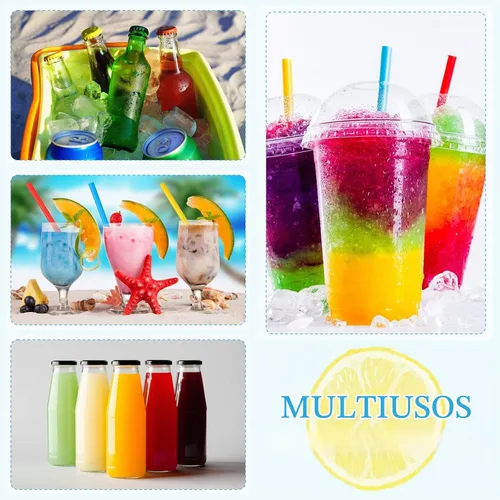Vista 4 de Mimorou 500 pajitas de plástico jumbo de varios colores, envueltas individualmente, desechables para batidos de té de burbujas, 0.43 pulgadas
