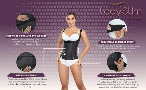 Vista 5 de Fajas Colombiana - Chaleco de látex completo para entrenamiento de cintura y faja moldeadora de cuerpo