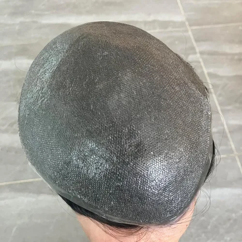 Vista 7 de Piel súper ultra fina 0.001 in 90% densidad indetectable línea capilar natural hombres tupé marrón negro 100% cabello humano