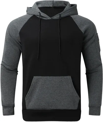 Vista 2 de Muscularfit Sudaderas con capucha grandes y altas para hombre, con bloques de color, manga larga, para gimnasio, entrenamiento, casual, ligera, 2023