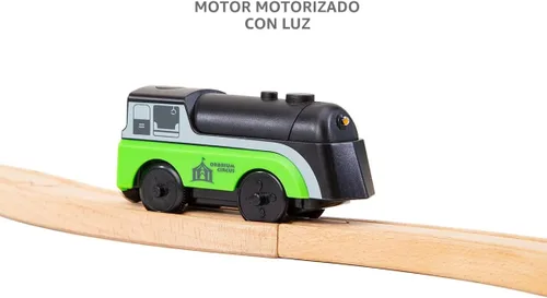 Vista 4 de Juego de tren de madera magnético a pilas con pistas de madera Tren eléctrico iluminado + pista de sonido Safari Circus Animal Compatible