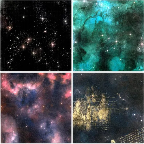 Vista 4 de BLEDS Papel de álbum de recortes, bloc de 24 hojas de papel para álbumes de recortes de manualidades de 12x12 pulgadas con patrón de galaxia