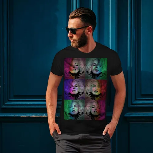 Vista 2 de Wellcoda Marilyn Art Celebrity Mens T-Shirt, Street Graphic Printed Tee
