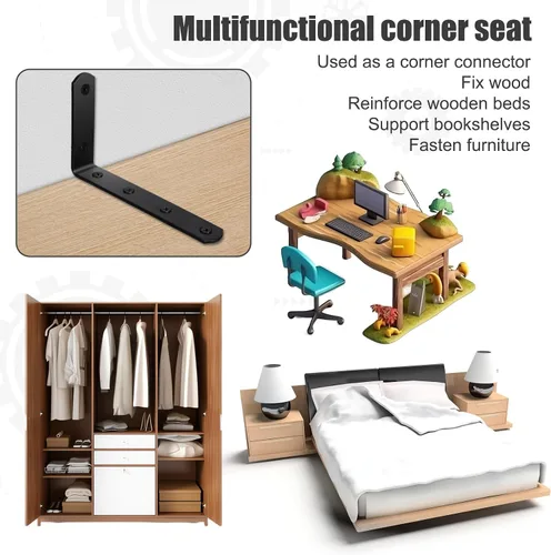Vista 7 de 4 anclajes para muebles a prueba de bebés, soporte de anclaje de metal para muebles de bebé, soporte de anclaje para muebles negros anti punta