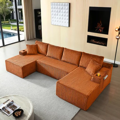 Vista 16 de Sofá seccional Cloud de 108 pulgadas, sofá seccional modular moderno con asiento profundo, sofás de pana sin estructura con chaise en forma de L