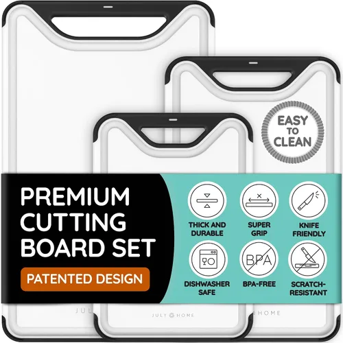 Vista 13 de Serveware Accessories Tablas de cortar para cocina, tabla de cortar de plástico, tabla de cortar apta para lavavajillas con ranuras para jugos