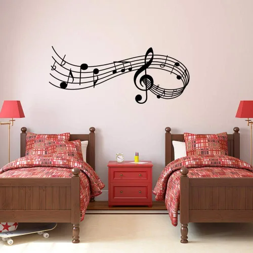 Vista 5 de Adhesivo calcomanía de pared con notas musicales y pentagrama, AUHOKY vinilo removible de bricolaje, mural artístico, papel tapiz, regalo
