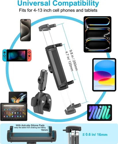 Vista 3 de Soporte de yugo para tableta, soporte de abrazadera de yugo para iPad para aviones, brazo de metal ajustable de 360° entrenador de aviación soporte