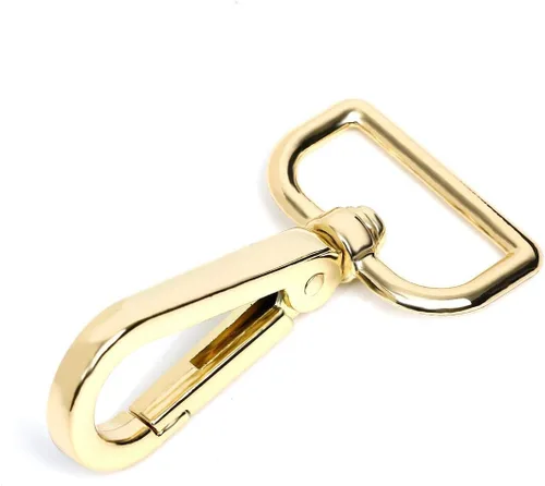 Vista 3 de 10 cierres giratorios de 1 pulgada con anillo en D de langosta para correa, cordón de puerta de empuje, clips de gancho giratorio a presión (dorado)