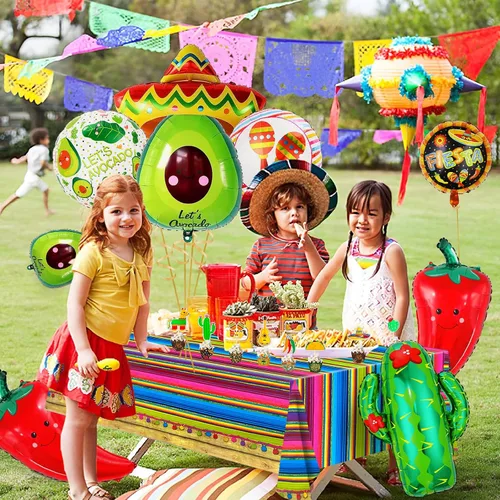 Vista 6 de Juego de decoraciones de fiesta para fiestas, juego de decoraciones de fiesta de tacos grandes, paquete de 15, globos de sombrero de fiesta de taco