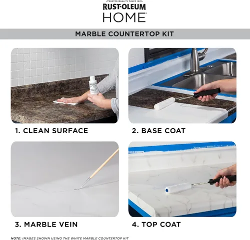 Vista 6 de Rust-Oleum 369548 - Kit de revestimiento para encimera de mármol para el hogar, 72 onzas líquidas, negro