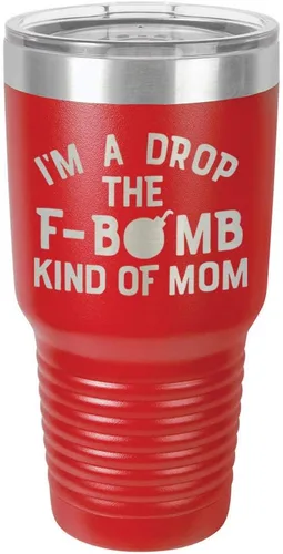 Vista 17 de I'M A DROP THE F BOMB KIND OF MOM Vaso negro de 30 onzas con popote y tapa superior deslizante Taza de viaje de acero inoxidable Comparar