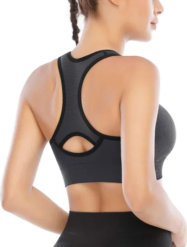 Vista 4 de Heathyoga Sujetadores deportivos de alto impacto para mujer, sujetadores deportivos con relleno, sujetador de entrenamiento para mujer, con espalda
