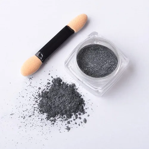 Vista 7 de Polvo de uñas cromado, efecto espejo metálico, polvo de uñas, arte de uñas, polvo de espejo negro cromado, brillante, ultra fino, pigmento