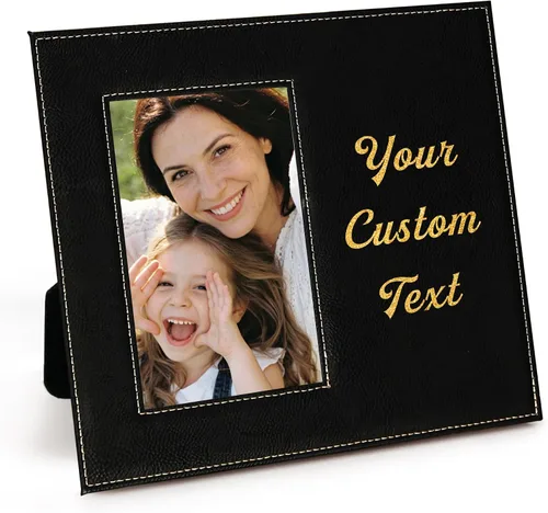 Vista 9 de Marco de fotos personalizado grabado con láser, marco de madera de 7 x 5 pulgadas, marco de fotos de madera personalizado, cualquier texto de regalo