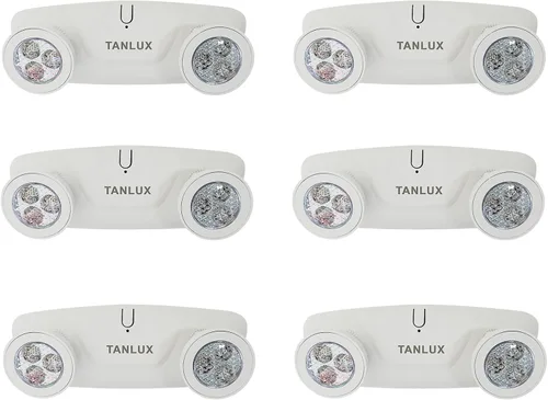 Vista 11 de TANLUX Luces de emergencia LED con batería de respaldo, dos cabezales ajustables para luces comerciales, certificación UL, CA 120/277V, cableadas