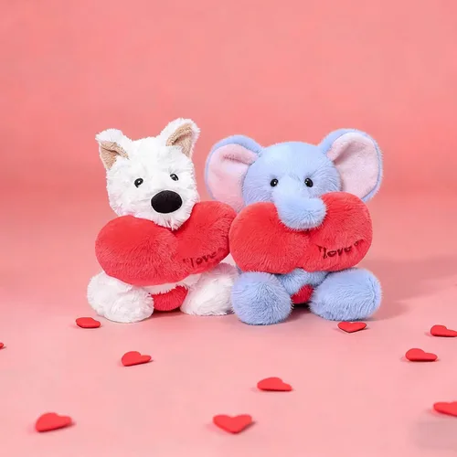 Vista 7 de Ditucu Love Elephant - Peluche de elefante con corazón rojo de 9.8 pulgadas, lindo animal de peluche suave, juguetes románticos y dulces regalos