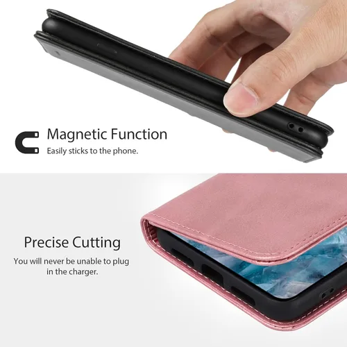 Vista 6 de Havaya Funda tipo cartera para Google Pixel 8 Pro con tarjetero y ranuras para tarjetas de crédito, color oro rosa