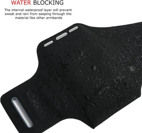 Vista 4 de Brazalete para correr impermeable compatible con iPhone 12 con bolsillos adicionales para llaves, dinero en efectivo y tarjetas de crédito. Soporte