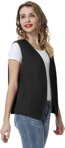 Vista 5 de TopTie Chaleco unisex sin bolsillo, chaleco victoriano, chaleco campesino, chaleco de trabajo voluntario Negro1