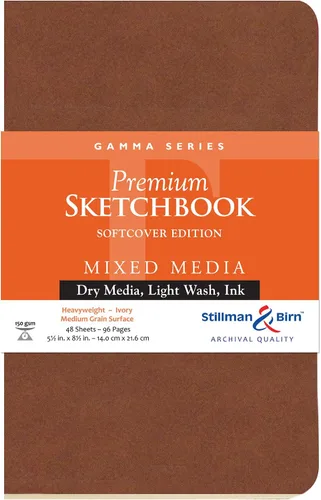 Vista 5 de Stillman & Birn Gamma Series - Cuaderno de bocetos de tapa blanda, 3.5 x 5.5 pulgadas, 150 GSM (pesado), papel marfil, superficie de grano medio
