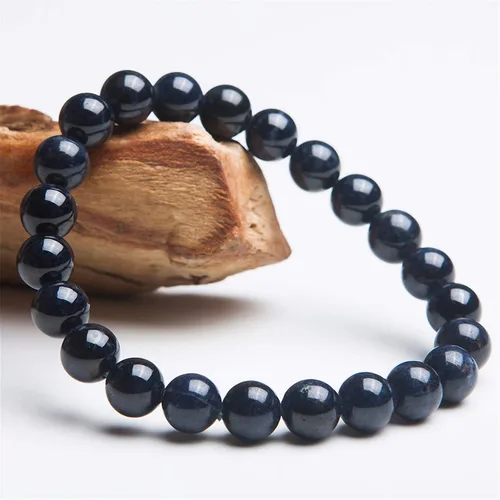 Vista 3 de 0.276 in Genuino Natural Azul Zafiro Piedra Piedra Ronda Cuentas Mujeres Hombres Pulsera Rara AAAA, Cristal, Piedra preciosa de zafiro natural