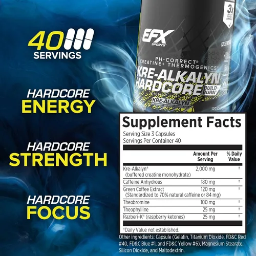 Vista 3 de EFX Sports Kre-Alkalyn Hardcore 120 Cápsulas