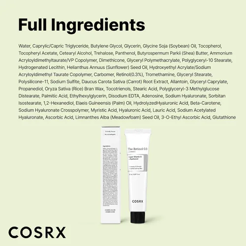 Vista 8 de COSRX Crema de retinol al 0.3%, 0.67 onzas, crema antienvejecimiento para ojos y cuello con tratamiento retinoide para reafirmar la piel, reducir