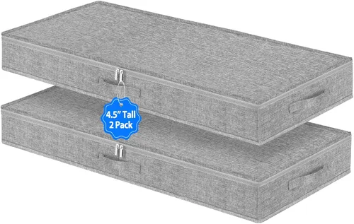 Vista 8 de Bolsas de Almacenamiento Debajo de la Cama con Cremallera, Contenedores de Almacenamiento Debajo de la Cama de 7 Pulgadas de Altura con Lados