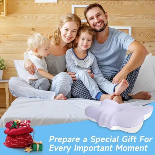 Vista 7 de jiaao Almohada cervical para cuello y hombro, almohada cervical ajustable de espuma viscoelástica para aliviar el dolor de dormir, almohadas