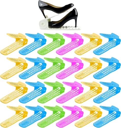 Vista 13 de Shoepal - Organizador de ranuras para zapatos, apilador ajustable y ahorro de espacio de almacenamiento, soporte de zapatos de doble cubierta