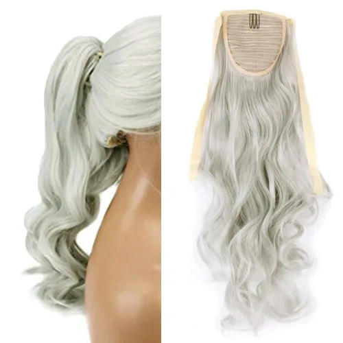 Vista 22 de Extensiones de cabello sintético de 20 pulgadas, 3.17 oz, ondulado, rizado, resistente al calor, fibra sintética para mujer