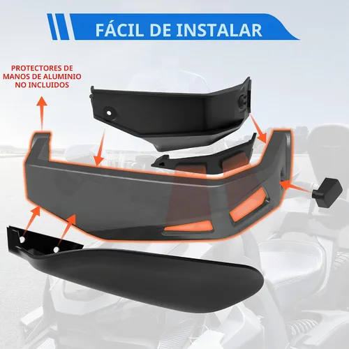 Vista 7 de Deflectores de mano y deflector de viento para todos los modelos de Can Am Ryker, protectores de mano negros y deflector de aire para accesorios