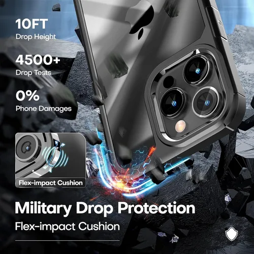 Vista 4 de TAURI Funda 5 en 1 para iPhone 14 Pro Max, [protección contra caídas de grado militar] Funda delgada a prueba de golpes con cordón para teléfono