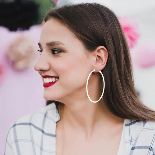 Vista 2 de 2Pcs Hoop Earrings for Women 70s 80s 90s Large Retro Neon Earrings 60mm Hoop Earrings Cute Beach Earrings Party Earrings Accessories for Women